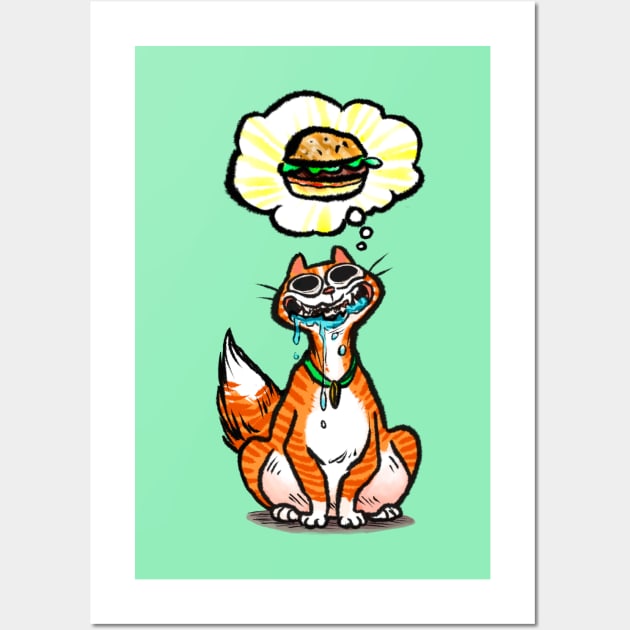 Cheeseburger Cat Wall Art by AjaMajor 